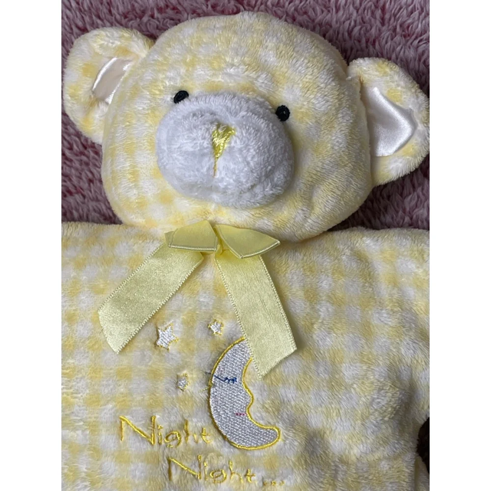 Vtg animal alley night night yellow gingham teddy bear stuffie lovie